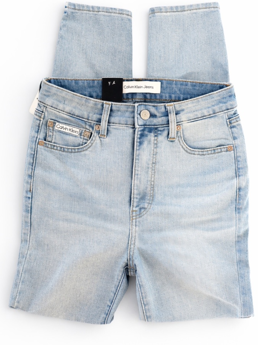 Calvin Klein Light Wash Straight Jeans 27 Petite Stretch NWT Mid Rise